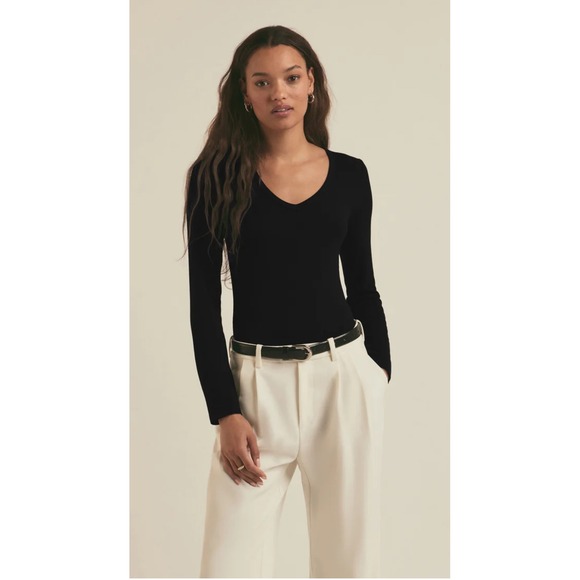 New Favorite Daughter The Perfect Long Sleeve Bodysuit‎ Black size Small $128 - Picture 1 of 10